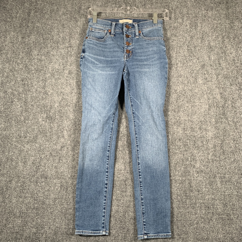 Madewell Jeans Womens 24 Blue 9-Inch Mid Rise Skinny Crop Button Fly Stretch
